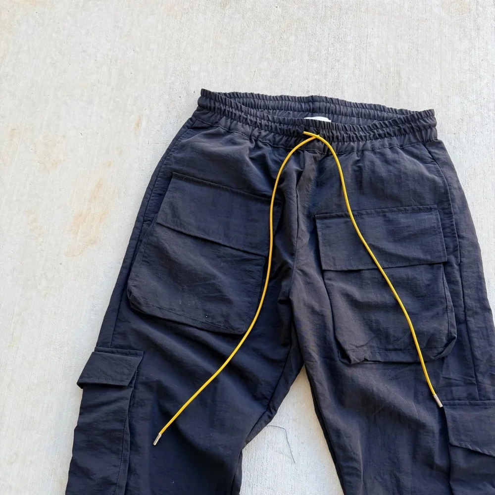 Rhude Rifle Nylon Cargo Pants Black Size Large Made In USA Flight Utility - Picture 2 of 11